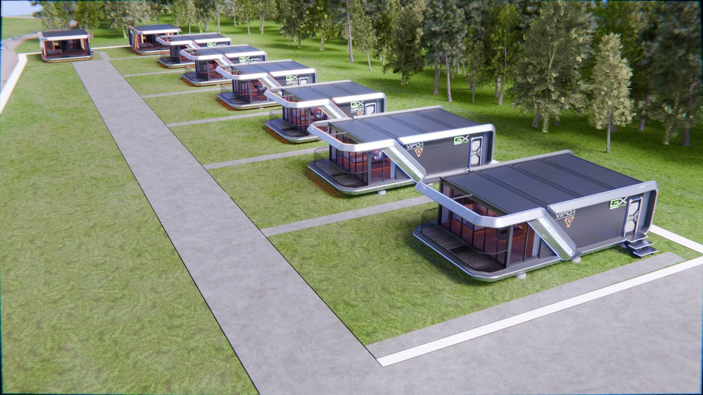 Több Capsulove egység egymás mellett, madártávlatból